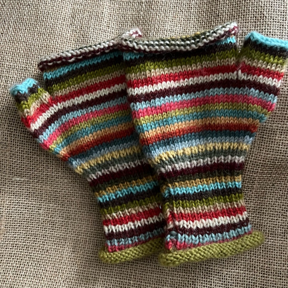 Colorful Striped Fingerless Gloves